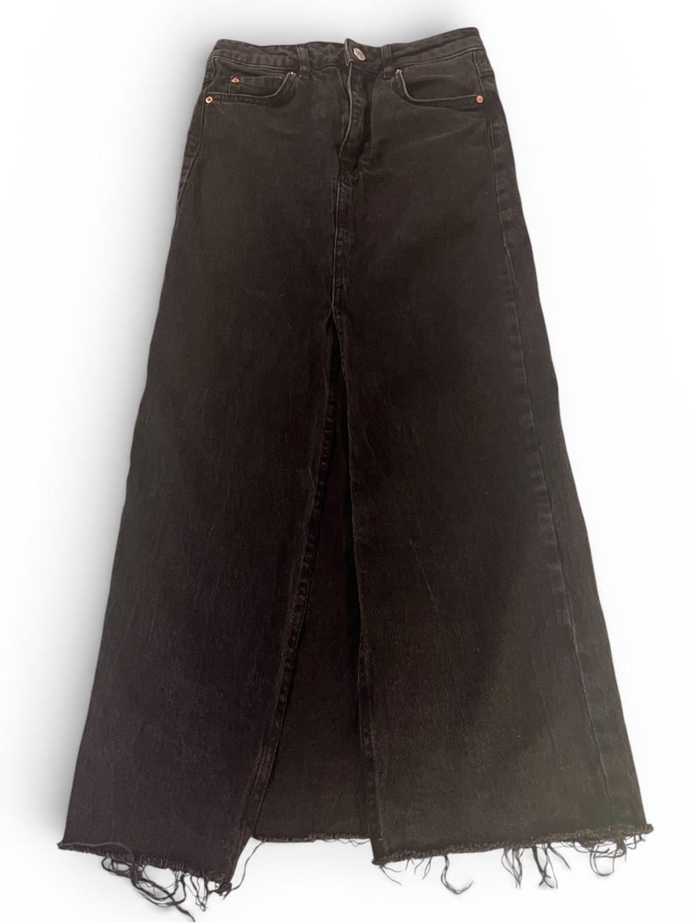 Stradivarius Black Denim Maxi Skirt High Rise Y2K Minimalist Size 4